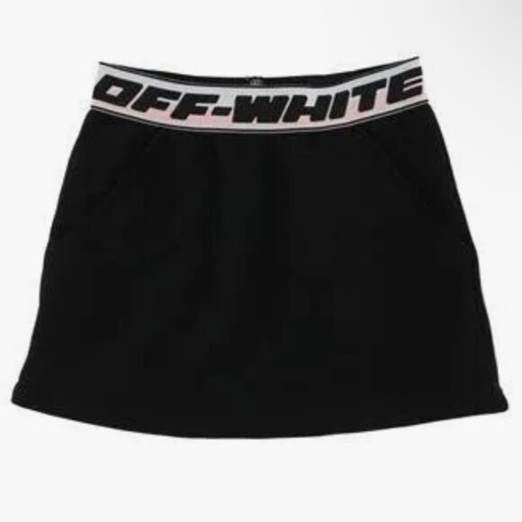 OFF-WHITENEW Kid’s Fleece Black Skirt with Pink White Waistband Girls Size 6